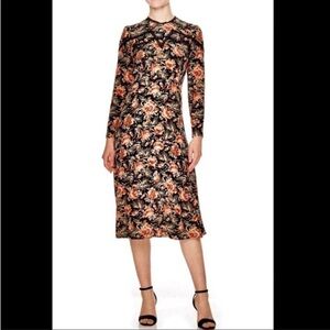 SANDRO PARIS SVEN Long Sleeve Silk DRESS Size US 8 Goth Maximalist Dark Princess